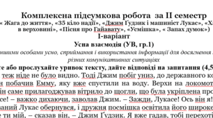 Комплексна підсумкова робота із зарубіжної літератури для 6 класу за II семестр за підручником Ніколенко