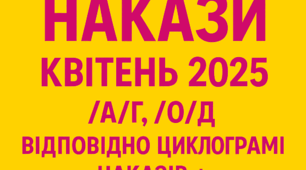 Накази директора (керівника) ЗДО.  Квітень, 2025 (а/г, о/д)