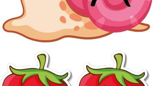 Snail slid on a strawberry