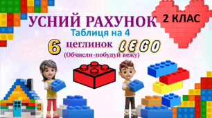 Презентація "Усний рахунок.Таблиця множення-ділення числа 4. Вежі: 6 цеглинок лего"
