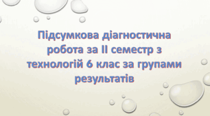 Підсумкова діагностична робота за ІІ семестр з технологій 6 клас за групами результатів