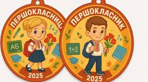 Медаль " Першокласник / першокласниця". Формат png.