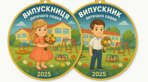 Медаль "Випускник / випускниця дитячого садка 2025" для дошкільнят. Формат png.