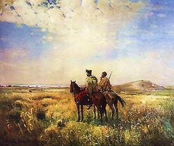 Сторожа запорозьких вольностей (Полотно, олія. Близько 1890; 98×114 см; Національний художній музей України, Київ)