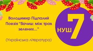 Тест для 7 класу "Володимир Підпалий. поезія "Бачиш: між трав зелених..."