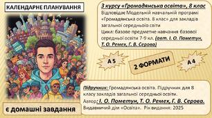 КТП Для 8 класу з курсу «Громадянська освіта». Автор: І. О. Пометун, Т. О. Ремех, Г. В. Серова.