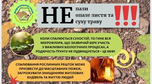 Пам'ятка "НЕ ПАЛИ опале листя та суху траву!"