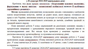 Аналіз виховної роботи 5 класу за ІІ семестр 2024-2025 н..р.