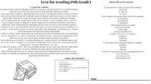 Text for reading (9th Grade)