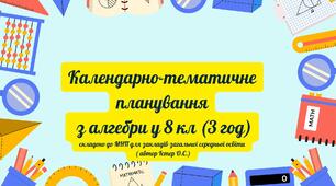 Календарно-тематичне планування з алгебри у 8 кл (3 год)