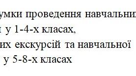 Наказ Про підсумки проведення навчальних  екскурсій у 1-4-х класах, навчальних екскурсій та навчальної  практики у 5-8-х класах