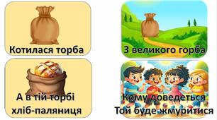 Заучування лічилки за мнемотаблицею "Котилася торба"