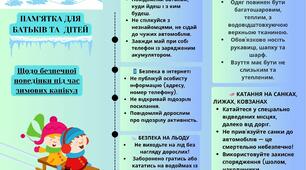 Пам'ятка для батьків "Пам'ятка для батьків на зимові канікули"