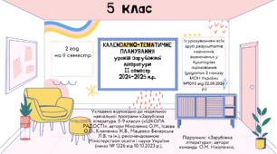 КАЛЕНДАРНО-ТЕМАТИЧНЕ ПЛАНУВАННЯ уроків зарубіжної літератури в 5 класі на 2025-2026 н.р. (за модельною програмою О.Ніколенко, 2 год)