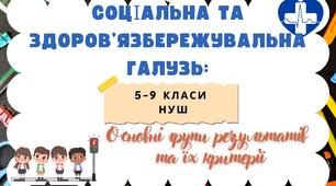 Групи результатів.Соціальна та здоров’язбережувальна галузь: критерії оцінювання. 5–9 класи НУШ