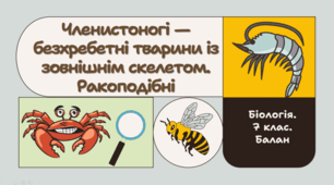 7 клас НУШ.   Членистоногі — безхребетні тварини із зовнішнім скелетом. Ракоподібні