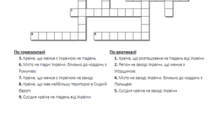 Географічні кросворди для  8 кл ( Перші 6 тем(згідно ктп)