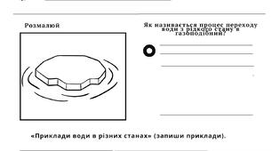 Робочий аркуш «Вода в різних агрегатних станах»