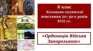 Козацькі повстання 20-30-х років ХVII ст. «Ординація Війська Запорозького»