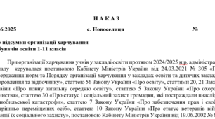НАКАЗ про підсумки організації харчування здобувачів освіти 1-11 класів