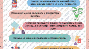 Пам'ятка правила безпеки при роботі з ножицями