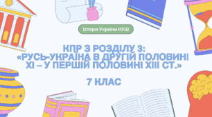 Комплексна контрольна робота (ГР 1, 2, 3) з розділу 3 «Русь-Україна в другій половині ХІ – у першій половині ХІІІ ст.», 7 клас НУШ