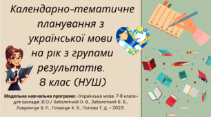 Календарно-тематичне планування. Українська мова на рік з групами результатів. 8 клас (НУШ)