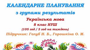 Календарне планування з ГР. Українська мова. 8 клас НУШ. Голуб Н. Б., Горошкіна О. М. (105 год / 3 год на тиждень). Модель оцінювання 1