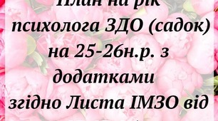 План психолога на рік ЗДО (садок) 25-26 н.р. на 0.5 ставки