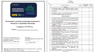 Календарно-тематичне планування навчального матеріалу із зарубіжної літератури  в 9 класах 2 год. в тиждень (70) на 2025/2026 н.р. ОНОВЛЕНО