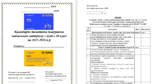Календарно-тематичне планування з хімії для 10 класу 53 години (1,5 на тиждень) 2025-2026н.р. рівень стандарту...