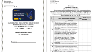 Календарно-тематичне планування із української літератури в 11 класі 1,5 год в тиждень (53 в рік) рівень стандарту для індивідуального навчання на 2025-2026 навчальний рік