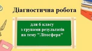 Діагностична робота з географії з трьома групами результатів для 6 класу НУШ на тему "Літосфера"
