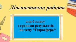 Діагностична робота з географії з групами результатів для 6 класу на тему "Гідросфера"