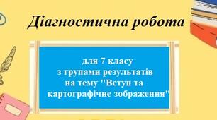 Діагностична робота з географії з групами результатів для 7 класу НУШ на тему "Вступ та картографічне зображення"