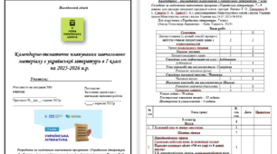Календарно-тематичне планування навчального матеріалу з української літератури в 7 класі  на 2025-2026 н.р. за підручником Авраменка (2 години на тиждень, 70 годин на рік)