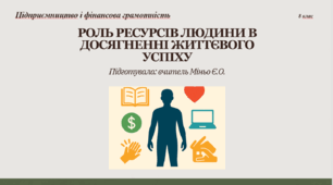 Урок 3. Роль ресурсів людини в досягненні життєвого успіху . Підприємництво і фінансова грамотність. 8 клас