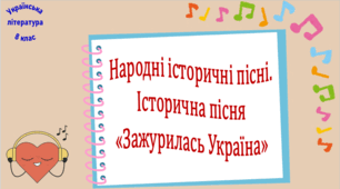 Народні історичні пісні. Історична пісня «Зажурилась Україна» (презентація, робочий аркуш, інтерактивна гра «Вірю – не вірю»)