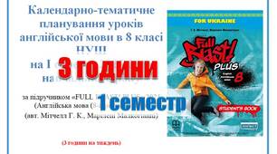 КТП (з групами результатів) англійська мова 8 клас НУШ 1 семестр (3 години) Full Blast Мітчелл