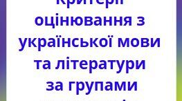 Критерії оцінювання з української мови та літератури  за групами результатів