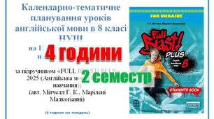 КТП (з групами результатів) англійська мова 8 клас НУШ 2 семестр (4 години) Мітчелл
