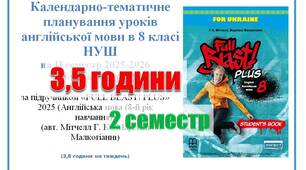 КТП (з групами результатів) англійська мова у 8 клас НУШ 2 семестр (3,5 години) Full Blast Мітчелл
