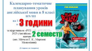 КТП (з групами результатів) англійська мова 8 клас НУШ 2 семестр (3 години) Full Blast Мітчелл