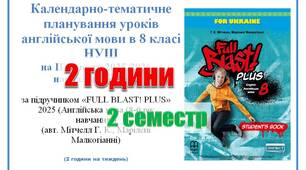 КТП (з групами результатів) англійська мова 8 клас НУШ  2 семестр (2 години) Full Blast Мітчелл