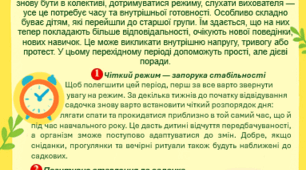 Інформація для батьків "Готуємося до нового навчального року" (консультація, адаптація в садочку, адаптація після літа, поради батькам)
