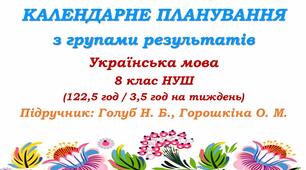 Календарне планування з ГР. Українська мова. 8 клас НУШ. Голуб Н. Б., Горошкіна О. М. (122,5 год / 3,5 год на тиждень). Модель оцінювання 1