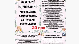 Критерії оцінювання Мистецька освітня галузь НУШ за групами результатів у форматі PDF для друку