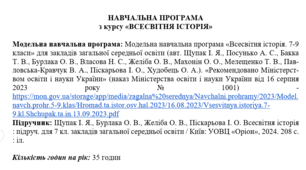 НАВЧАЛЬНА ПРОГРАМА з курсу «ВСЕСВІТНЯ ІСТОРІЯ» для 7 кл з групами результатів /індексами