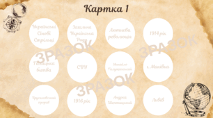 Дидактична гра "ІСТОРИЧНЕ БІНГО / ЛОТО" з теми "Україна в роки Першої світової війни", 10 клас