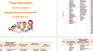 Річний план роботи асистента вчителя